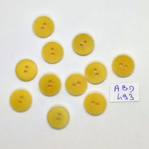 11 boutons en résine jaune clair - 13mm - abd493