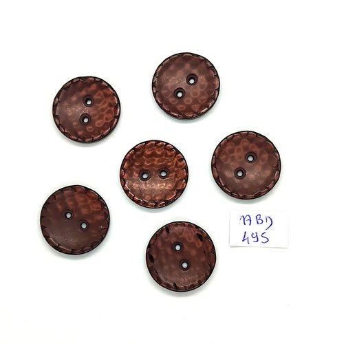 6 boutons en résine marron - 23mm - abd495