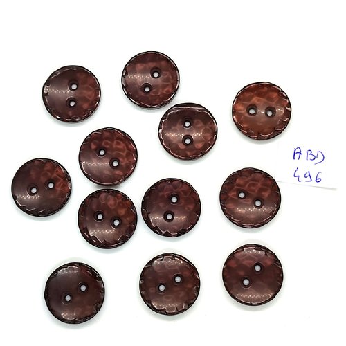 12 boutons en résine marron - 18mm - abd496
