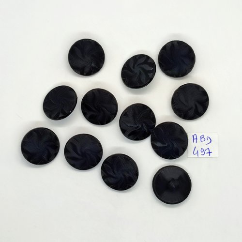 12 boutons en résine noir - 19mm - abd497
