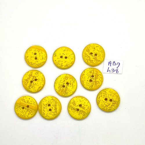 10 boutons en résine jaune - 18mm - abd498