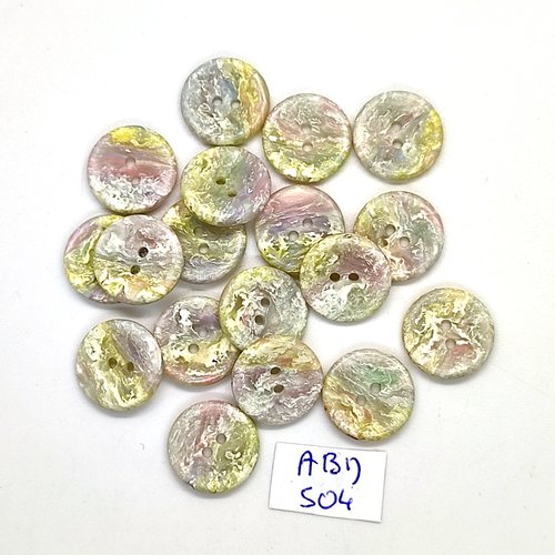 18 boutons en résine jaune et rose - 15mm - abd504