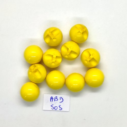 11 boutons en résine jaune - 13mm - abd505