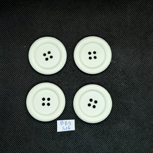 4 boutons en résine blanc - 37/38mm - abd517