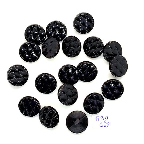 19 boutons en résine noir - 17mm - abd522