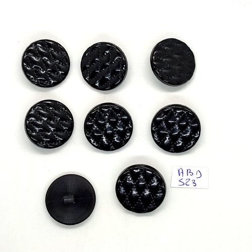 8 boutons en résine noir - 18mm - abd523