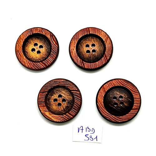 4 boutons en résine marron - 27mm - abd531