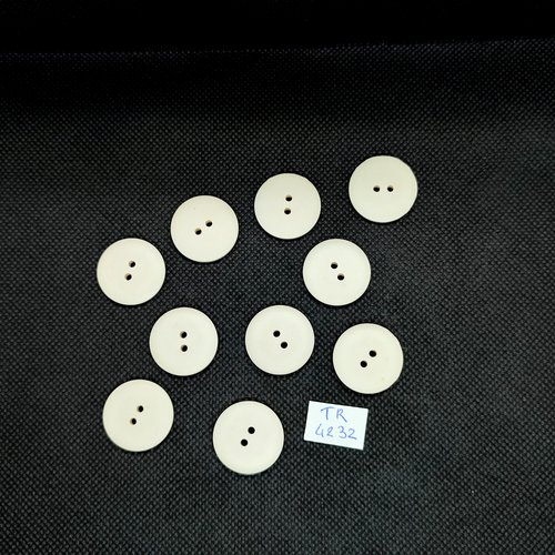 10 boutons en résine blanc cassé - 21mm - tr4232
