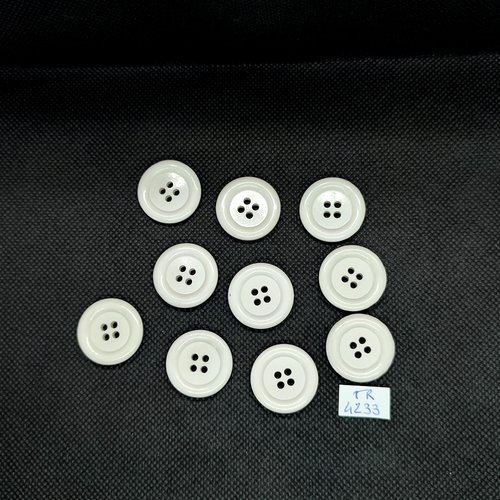 10 boutons en résine blanc cassé - 22mm - tr4233