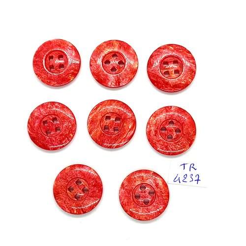 8 boutons en résine rouge pailleté - 22mm - tr4237