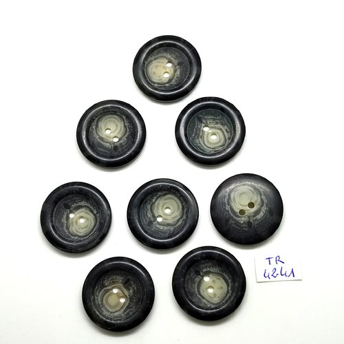 8 boutons en résine gris dégradé - 27mm - tr4241