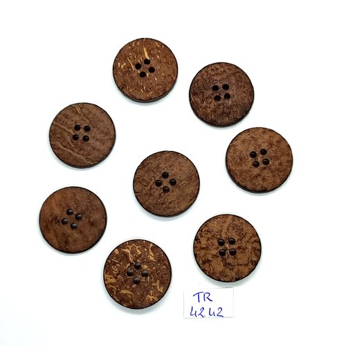 8 boutons en coco marron - 25/26mm - tr4242