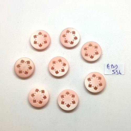 8 boutons en résine rose dégradé - 17mm - abd534
