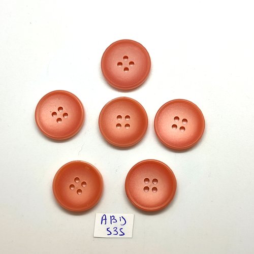 6 boutons en résine rose - 22mm - abd535