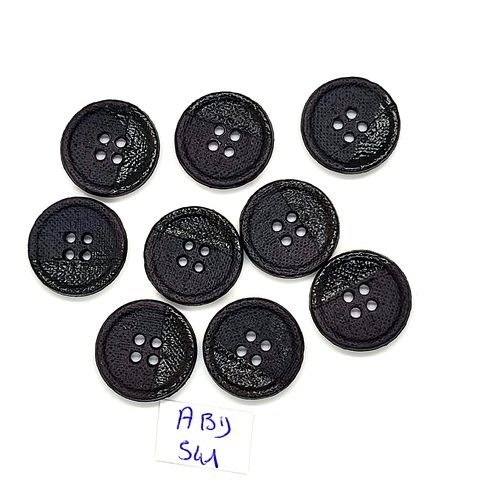 9 boutons en résine noir - 18mm - abd541