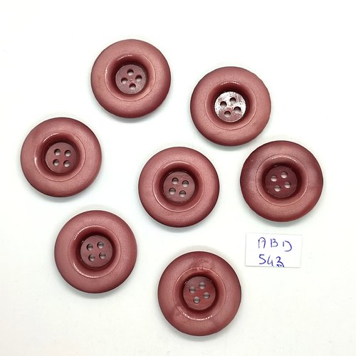 7 boutons en résine vieux rose - 27mm - abd543