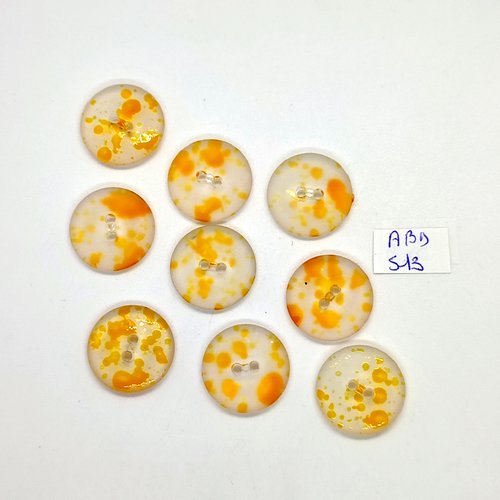 9 boutons en résine jaune et orange - 20mm - abd513