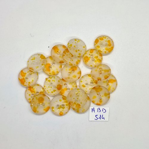 20 boutons en résine jaune et orange - 15mm - abd514