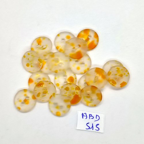 19 boutons en résine jaune et orange - 12mm - abd515