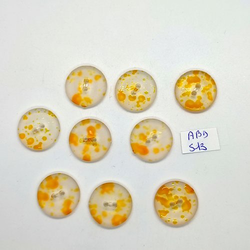 6 boutons en résine jaune et orange - 25mm - abd512