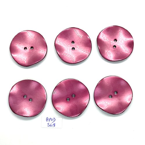 6 boutons en résine vieux rose / lilas - 33mm - abd549