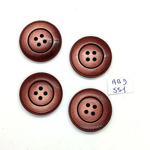 4 boutons en résine marron - 27mm - abd551