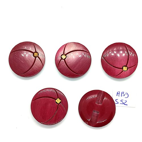 5 boutons en résine lilas / vieux rose - 27mm - abd552