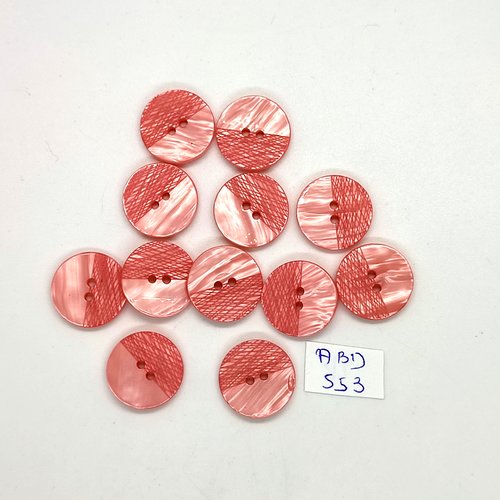 12 boutons en résine rose - 18mm - abd553