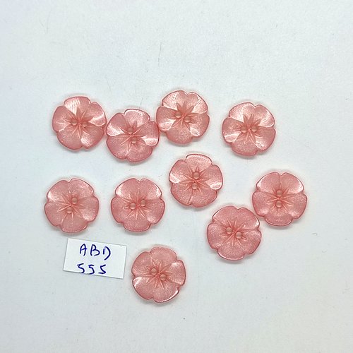 10 boutons en résine rose - fleur - 15mm - abd555