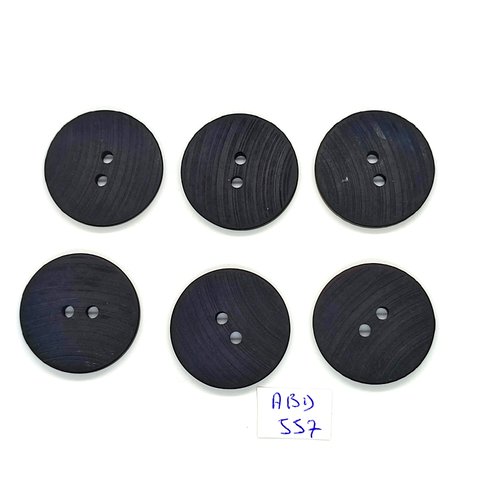 6 boutons en résine noir - 27mm - abd557