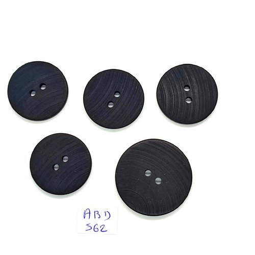 5 boutons en résine noir - 35mm et 28mm - abd562