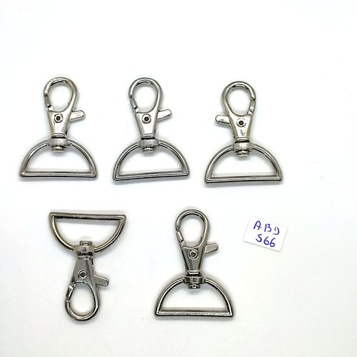 5 attaches en métal argenté - 4x3cm - abd566