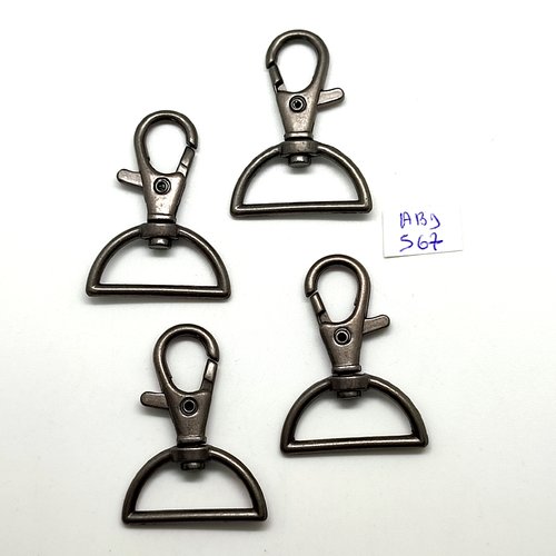 4 attaches en métal gris - 4x3cm - abd567