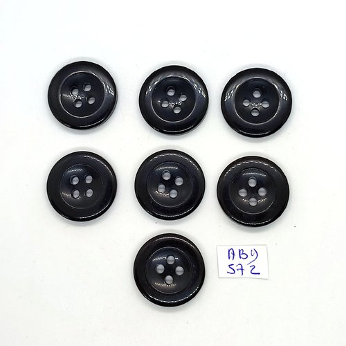 7 boutons en résine noir - 23mm - abd572