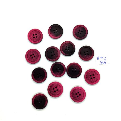 14 boutons en résine lilas et noir - 18mm - abd576