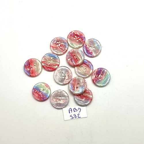 13 boutons en résine multicolore - 15mm - abd582