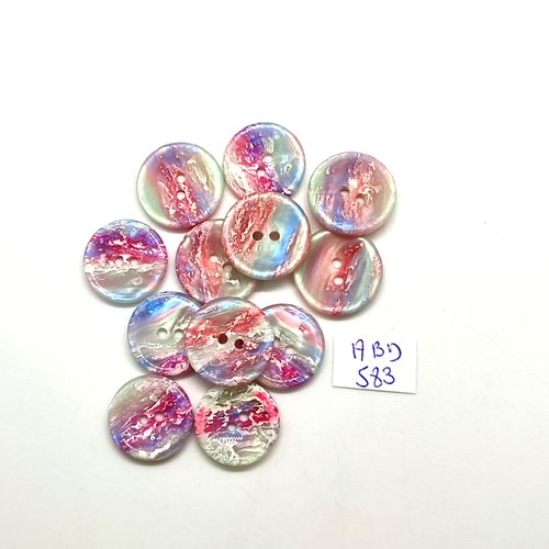 12 boutons en résine multicolore - 18mm - abd583