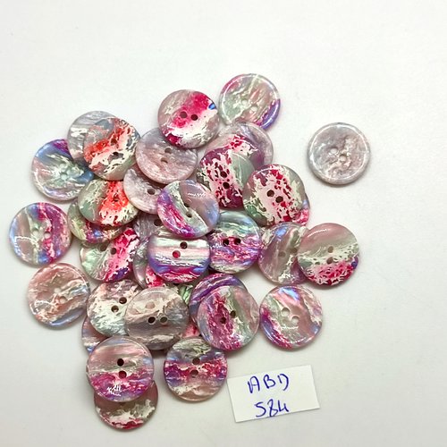 38 boutons en résine multicolore - 15mm - abd584
