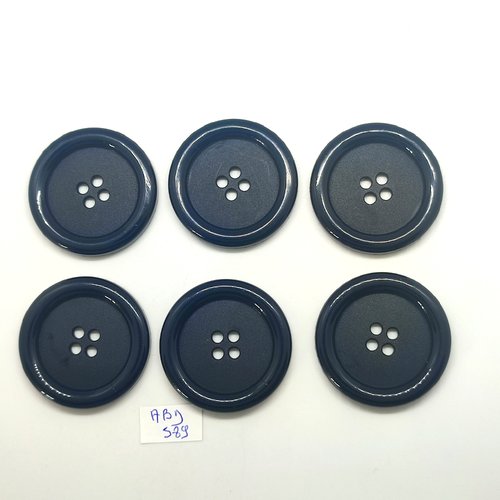 6 boutons en résine noir et gris - 38mm - abd589