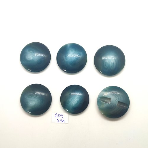 6 boutons en résine bleu / vert - 27mm - abd591