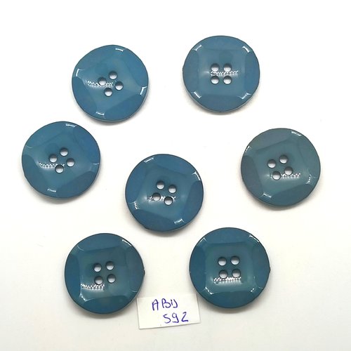 7 boutons en résine bleu - 25mm - abd592