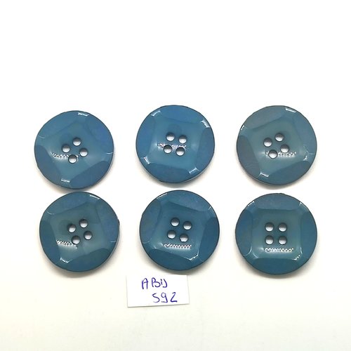 6 boutons en résine bleu - 25mm - abd592