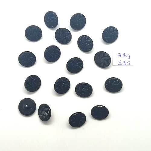 18 boutons en résine noir - 13mm - abd595