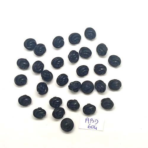 30 boutons en résine noir - 10mm - abd604