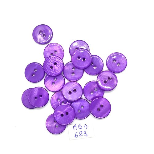 20 boutons en résine lilas foncé - 15mm - abd623