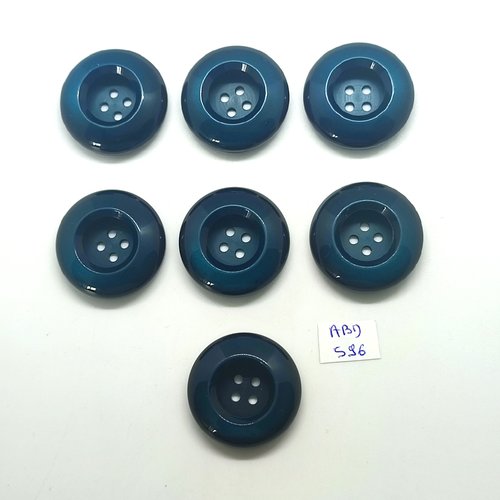 7 boutons en résine bleu foncé - 30mm - abd596