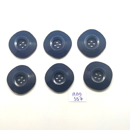 6 boutons en résine bleu foncé - 29mm - abd597