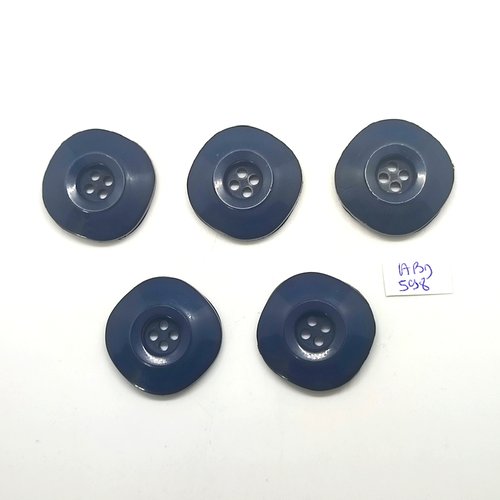 5 boutons en résine bleu foncé - 29x29mm - abd598