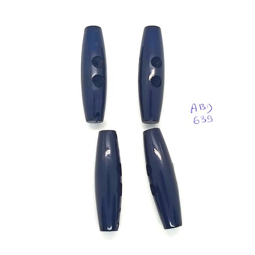 4 boutons brandebourg en résine bleu foncé - 11x40mm - abd639