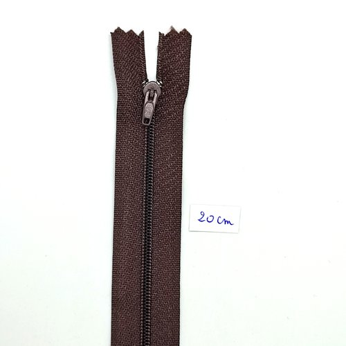 1 fermeture éclair marron foncé - 20cm - non séparable , maille nylon